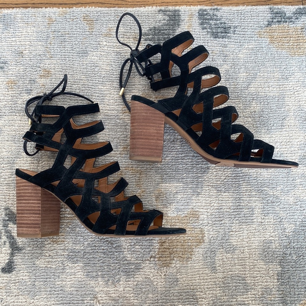 Franco Sarto Connie Black Suede Block Heel Sandal size 9 - Picture 3 of 7